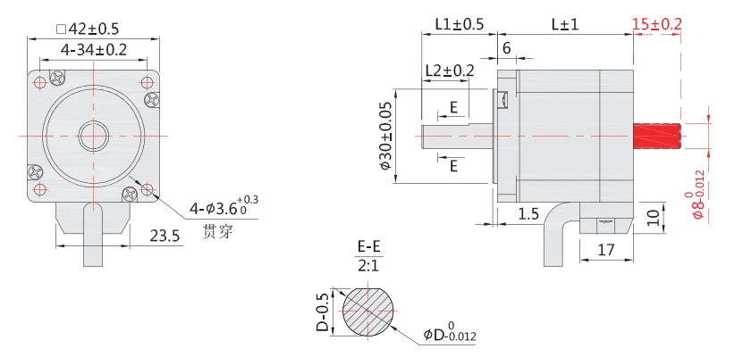 43步進(jìn)電機(jī)外形尺寸圖